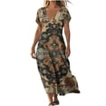 thumbnail image 4 of Long Sundresses for Womens V-Neck Short Sleeved Printed Tshirt Sundress XL, 4 of 7