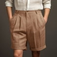 thumbnail image 3 of Men's Linen Cotton Shorts Drawstring Elastic Waistband Shorts Breathable Casual Summer Beach Vacation Linen Shorts Flat Front Cotton Linen Wear with Pockets,Brown 2XL, 3 of 4