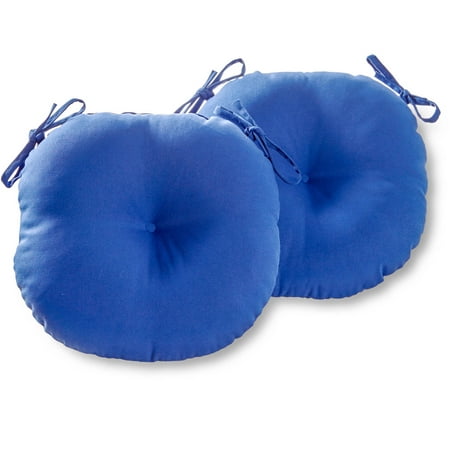 Greendale Home Fashions 15" Round Outdoor Bistro Chair Cushion, Set of 2, Marine Blue
