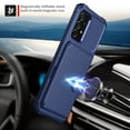 thumbnail image 4 of SaniMore Versatile Case for Samsung Galaxy A73 5G 6.7" 2022, Rugged PC Shell Leather Button Flip Card Pocket Stand Feature Magnetic Car Mount Shockproof Anti-drop Heavy Duty Protective Case, Darkblue, 4 of 7