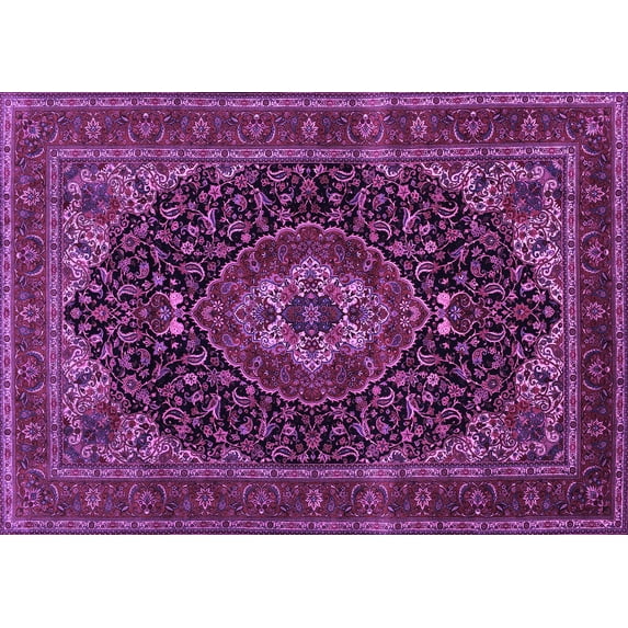 Ahgly Company Indoor Rectangle Medallion Purple Traditional Area Rugs, 2' x 4'