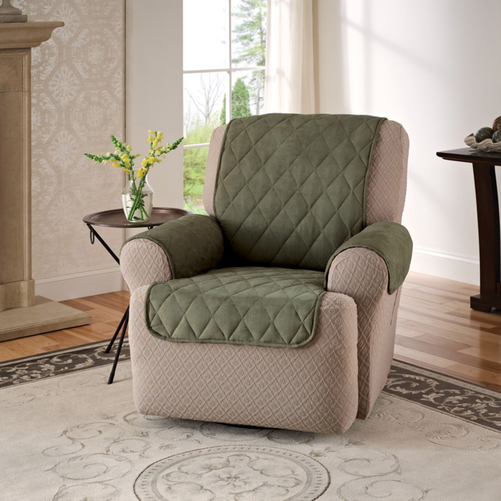 Innovative Textile Solutions 1-Piece Faux Suede Recliner/Wing Chair Furniture Cover Slipcover, Grey - image 2 of 2