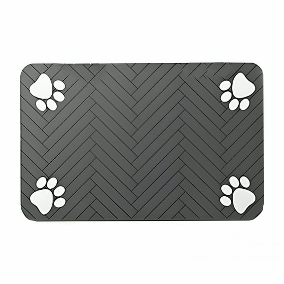 ACDANC Pet Feeding Mat-Absorbent Pet Placemat for Food and Water Bowl, with Waterproof Rubber Backing, Quick Dry Water Dispenser Mat for Dog and Cat (16"X24", Striped Dark Gray)