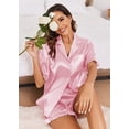 thumbnail image 4 of Ekouaer Womens Satin Pajamas Set Button Down Silk 2 Piece Pj Sets Ruffled Short Sleeve Sleepwear, 4 of 6