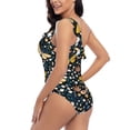 thumbnail image 6 of Daiia Flowers Butterfly Women's One Piece Swimsuits Personalized One Shoulder Swimwear Asymmetric Ruffle Bathing Suits-Large, 6 of 8