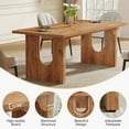 thumbnail image 4 of Tribesigns Modern Dining Table for 6 to 8 People, 71" Large Kitchen Dining Table with Wood Pedestal Base, Rectangular Long Dinner Table for Kitchen, Dining Room, Living Room, Rustic Brown, 4 of 7
