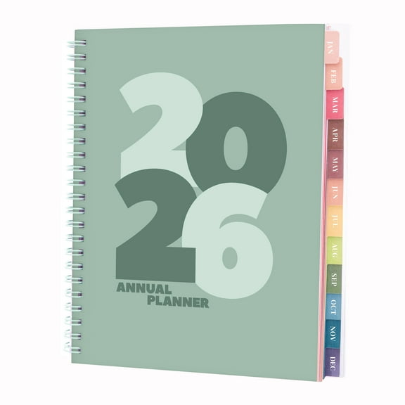 Rileys 2026 Planner, Agenda Planner With Weekly And Monthly View, Daily Agenda Book And Yearly Planners Calendar Book, Spiral Bound With Tabs, Notes, Goals And Holidays (Chunky, Green, 8 x 6 in)