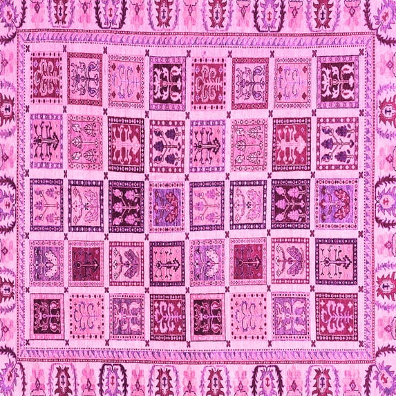 Ahgly Company Indoor Square Oriental Pink Modern Area Rugs, 6' Square
