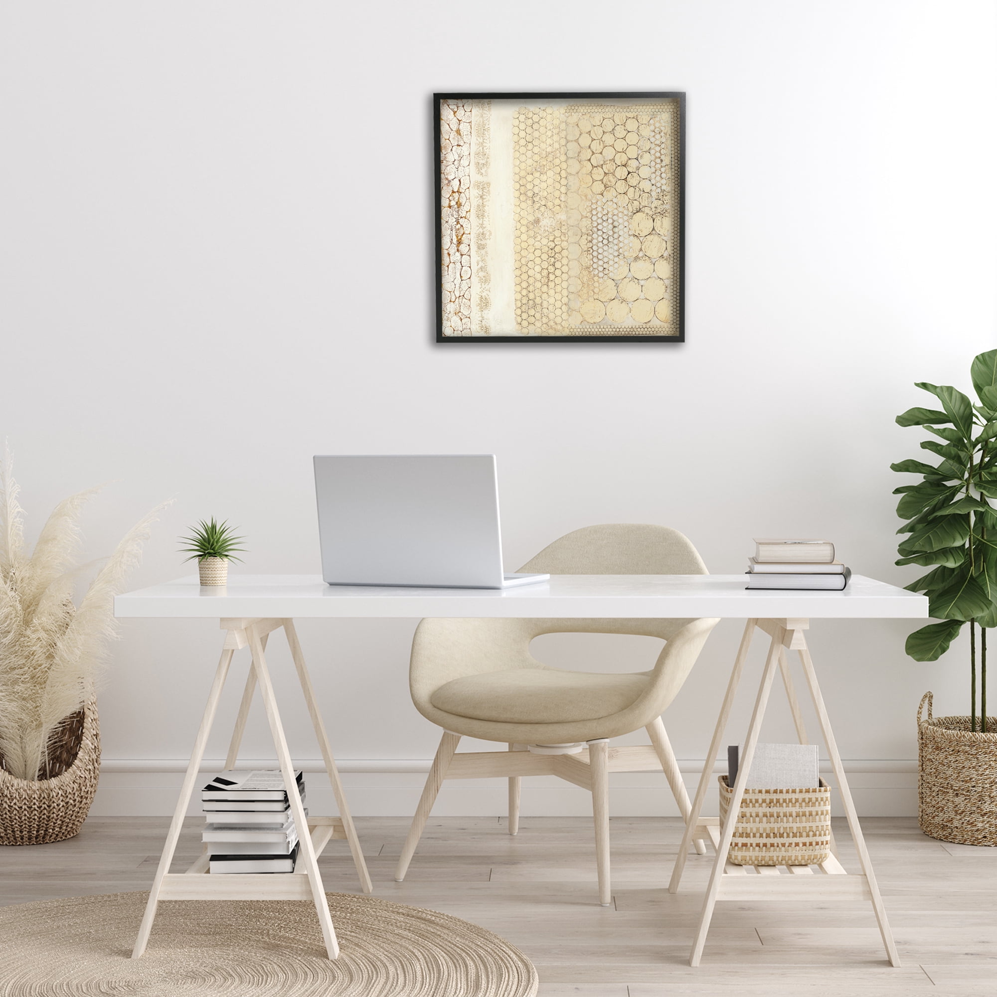 Stupell Industries Rustic Country Geometric Abstract Painting Black Framed Art Print Wall Art, 24 x 24