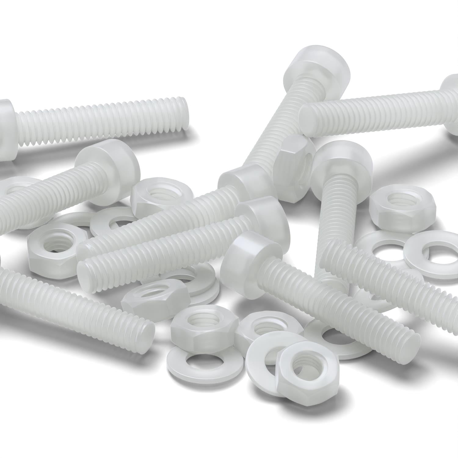 10x PVDF socket head, hex head, plastic machine screws, M3 x 20mm, Bolts, Washers and Nuts, (3/32 x 25/32 in)