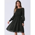 thumbnail image 3 of DARING DIVA Puff Long Sleeve Elastic Waist Mesh Dress XS Black, 3 of 6