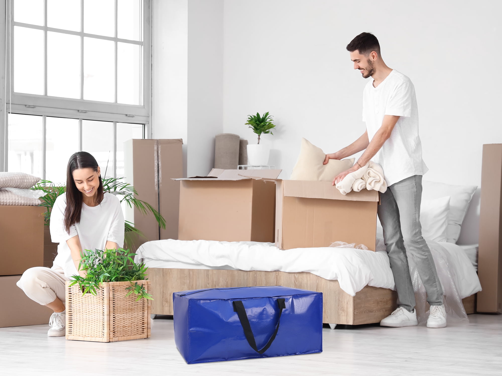 Unique Bargains Clothes Storage Moving Bags for Closet Organizers Dark Blue 29x13x14.5in