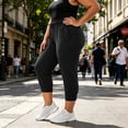 thumbnail image 3 of Womens Plus Capri Joggers High Waisted Workout Pants Casual Summer Lounge Cropped Athletic Sweatpants with Pockets for Running Yoga,Black,4XL, 3 of 7