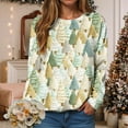 thumbnail image 2 of Kaprioy Sweatshirts for Women Long Sleeve Shirt Pullover Tops Colorful Christmas Tree Gift Graphic Holiday Crewneck Fall Fashion Clothing Light Green, XXL, 2 of 6