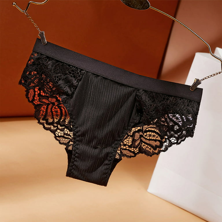 HUPOM Period Thong Underwear For Women Panties For Women Briefs Leisure Tie  Seamless Waistband Black M