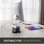 Link2Home Pop Up Outlet with USB, 3 Outlets, 2 USB Ports, Silver