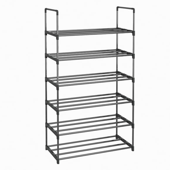 Carevas Shoe Rack 4 Tier / 6 Tier Shoe Organizer with 4 Shelves / 6 Shelves Metal Shoe Storage Stackable for Living Room Hallway Entrance Black