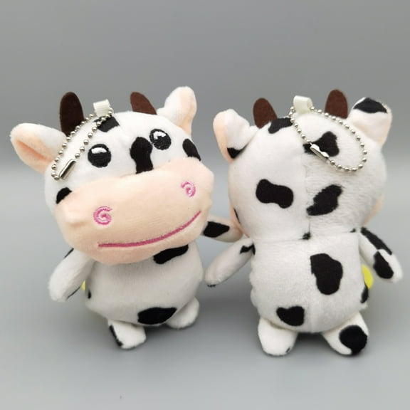 FRCOLOR  2 Pcs Cow Keychains Soft Stuffed Animal Toy Cute Doll Child