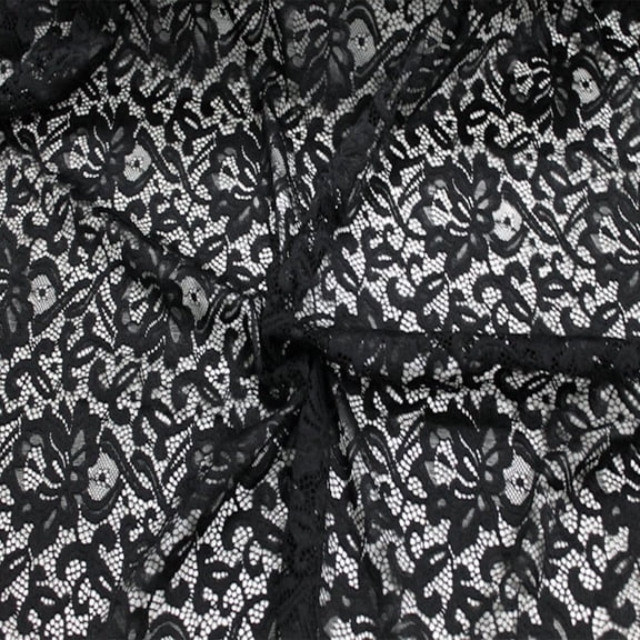 Stylish FABRIC 60" Wide Rebecca Scallop Lace Fabric by The Yard-Nylon Spandex, Lightweight 155GSM-2-Way Stretch, Breathable-Dresses, Apparel, Accessories, DIY & Decor, Black 1 Yard
