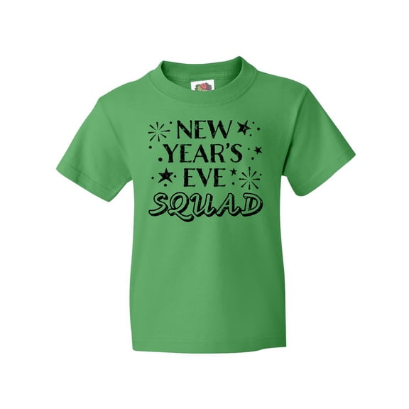 Inktastic New Year's Eve Squad with Stars in Black Youth T-Shirt