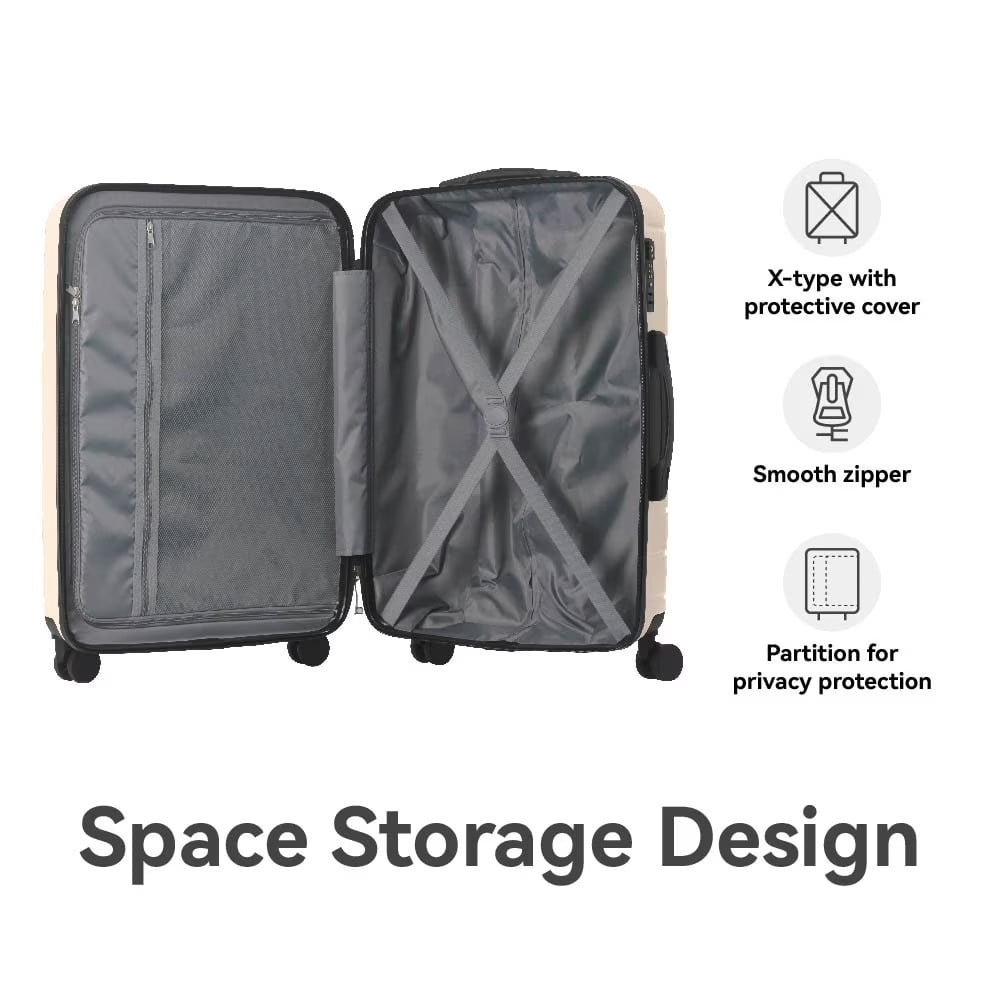 Avobird 3-Piece 20''24''28'' Hardshell Luggage Sets for Business, Trip, Lightweight Suitcase with Rolling Wheels TSA Lock & Moulded Corner, Beige
