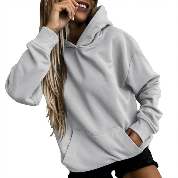 Women's Casual Long Sleeve Hooded Sweatshirt Pullover with Pocket Button Down V Neck Drawstring Comfortable Daily Wear