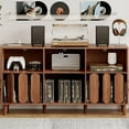 thumbnail image 5 of M optimized 55'' Record Player Stand, Wood Vinyl Record Storage Holder Shelf with Charging Station and USB Ports, Mid Century Turntable Stand Player Table Storage Cabinet for Living Room, 5 of 6