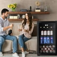 thumbnail image 2 of WANAI 120 Can Beverage Fridge & Cooler Small Mini Fridge Glass Door for Soda Beer or Wine for Home&Bar, 2 of 8