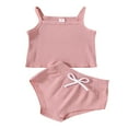 thumbnail image 2 of Newborn Baby Shorts Suit  Sling Plain Color Ribbed Camisole Tops+High Waist Triangle Short Pants, 2 of 10