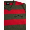 thumbnail image 3 of A Nightmare On Elm Street Logo Sleeveless Red & Green Striped Adult Sweater Vest-XS, 3 of 7