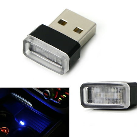 iJDMTOY (1) Ultra Blue USB Plug-In Miniature LED Car Interior Ambient Lighting
