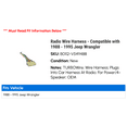 thumbnail image 2 of Radio Wire Harness - Compatible with 1988 - 1995 Jeep Wrangler 1989 1990 1991 1992 1993 1994, 2 of 2