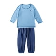 thumbnail image 2 of Conjunto de pijama de dos piezas de manga larga holgado de color sólido para niños grandes con aire acondicionado para el hogar de primavera, 2 of 6
