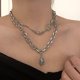 thumbnail image 4 of Black 2 piezas de collares de clavícula de doble capa, gargantillas de cadena, collares de fiesta para mujer, 4 of 5