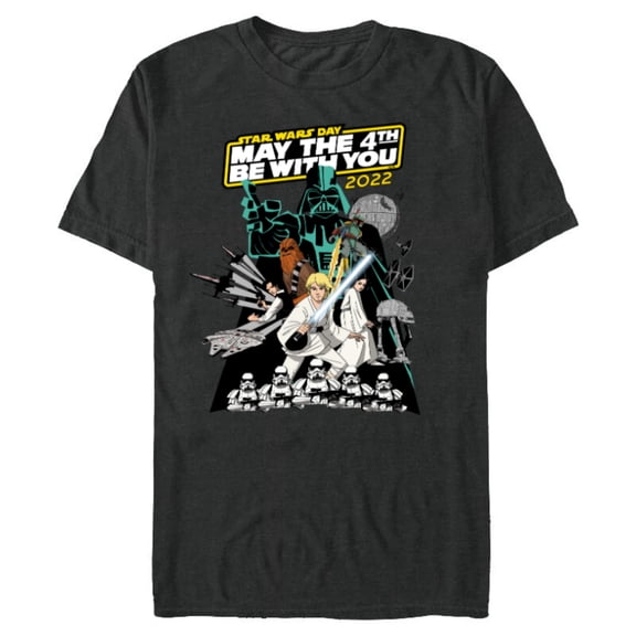 Star Wars Cartoon May the 4th Be With You 2022 - Short Sleeve Blended T-Shirt for Adults - Customized-Dark Heather