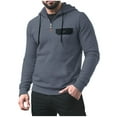 thumbnail image 2 of Men's Exercise Hoodie Solid Color Casual Hooded Long Sleeve Fake Pocket, 2 of 6
