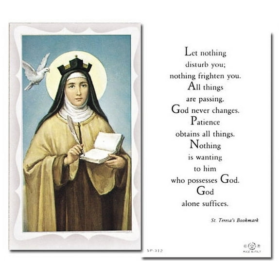 Saint Teresa of Avila Catholic Prayer Holy Card with Prayer on Back, Pack of 100