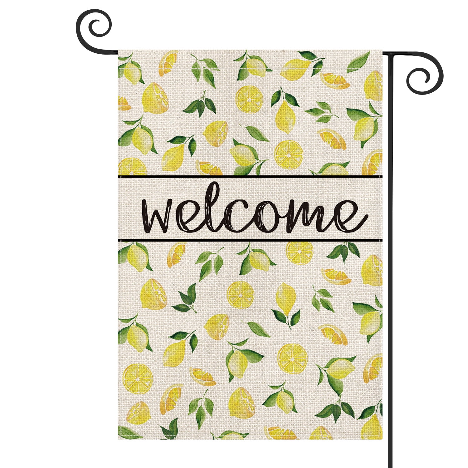 Welcome To Our Home Summer Burlap Garden Flag Lemons Double-Sided 12.5" x 18" 