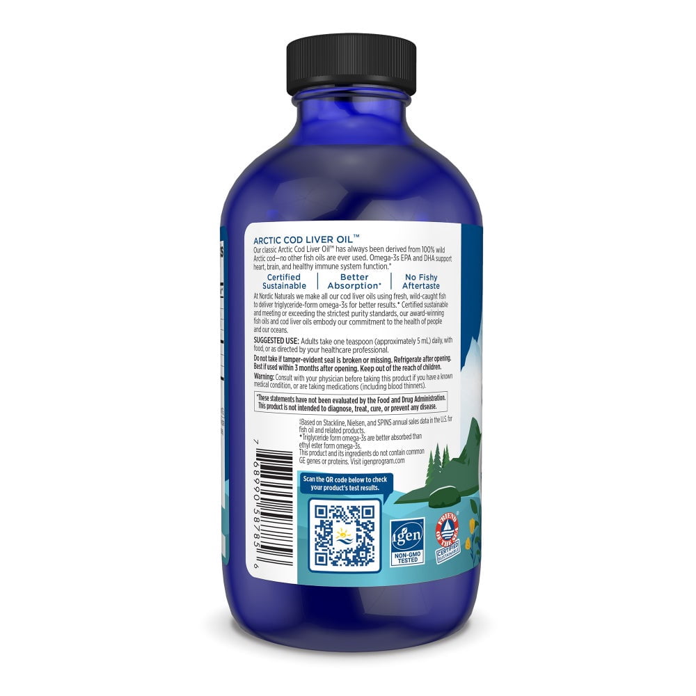 Nordic Naturals Arctic Cod Liver Oil Liquid, 1060 Mg, Lemon, 8 Oz