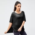 thumbnail image 1 of Blusa deportiva holgada para mujer, ligera, transpirable, para correr, con abertura, de secado rápido, para yoga, de manga corta, moderna y hermosa, 1 of 3
