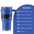 thumbnail image 5 of Blue Stainless Steel Tumbler with Handle and Lid 40 Oz 1 Pack, Double Walled Large Drinking Cup for Travel Coffee Smoothie Water Sports with Snoep in Beperkte Oplage, 5 of 8