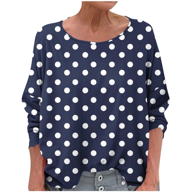 Vestidos Casuales Para Mujer, Blusas De Mujer De Moda Camiseta de mujer con cuello redondo, manga larga, color liso, moderna y cómoda.