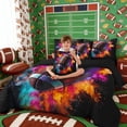 thumbnail image 5 of Erosebridal Colorful Fire Football Twin Bedding Sets, Sport Bedding Comforter Set for Boys and Men, Black Reversible 7 Pieces, 5 of 6