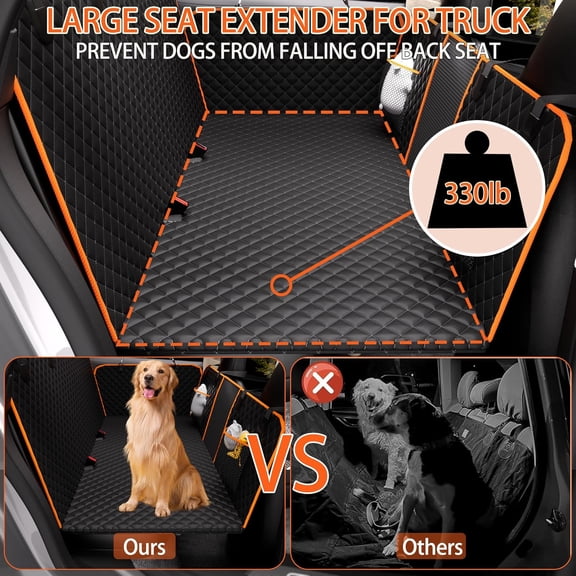 Dog Car Seat Cover for Back Seat,Holds 420lbs,Waterproof Back Seat Extender for Dogs with Hard Bottom,2025 Upgraded Material Dog Hammock for Car,Easy to Use and Clean