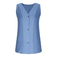 thumbnail image 5 of Womens Cotton Linen Vests, Sleeveless Shirts for Women Summer Casual Vintage Solid Color Button Down Dressy Blouses Tank Tops, 5 of 6