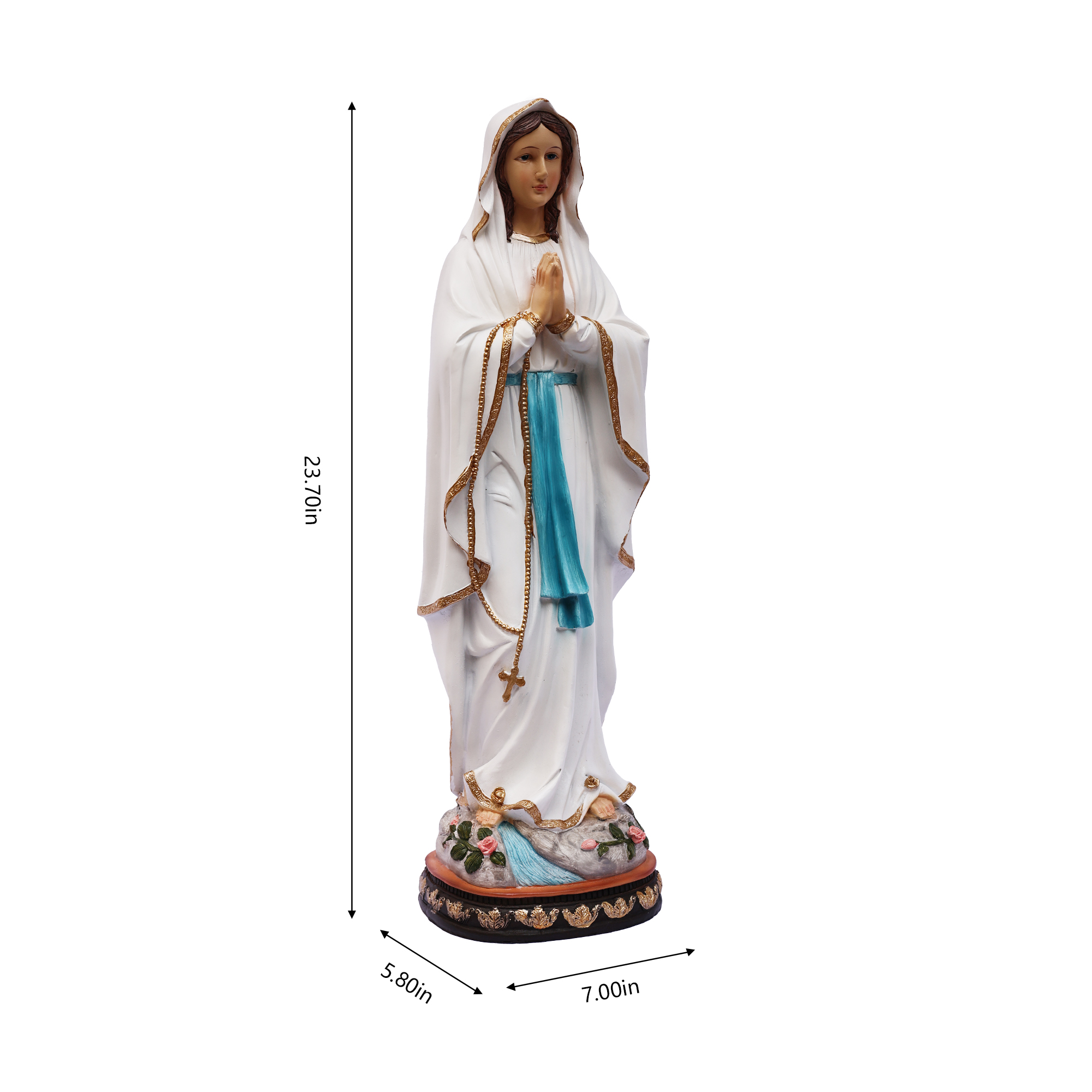 24" Our Lady of Lourdes Statue Mary Figure Religious Decor Indoor/Outdoor