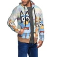 thumbnail image 2 of Zofaai Bluey Pattern Men's Zipper Cardigan, Drawstring Hooded Pocket Long Sleeve Cardigan Jacket, Suitable for Leisure and Sports-X-Large, 2 of 5
