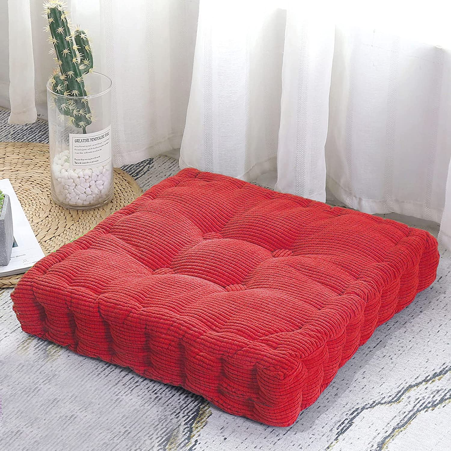 DanceeMangoo Square Floor Pillow Thick Cushion Meditation Pillows for