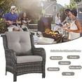 thumbnail image 3 of PARKWELL 4-Piece Outdoor Patio Furniture Set 5-Seat High Back Conversation Set with 30" Fire Pit Table and Deep Seat Wicker Chairs for Patio Garden Deck,Gray Wicker Gray Cushions, 3 of 9