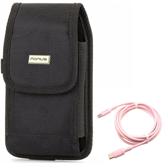 Pink 10ft Long Cable w Case Belt Clip for Samsung Galaxy S20 Ultra - USB-C to Type-C PD Fast Charger Cord, Swivel Holster Rugged fits Samsung Galaxy S20 Ultra